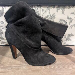 Ann Taylor Black Suede Heeled Boots